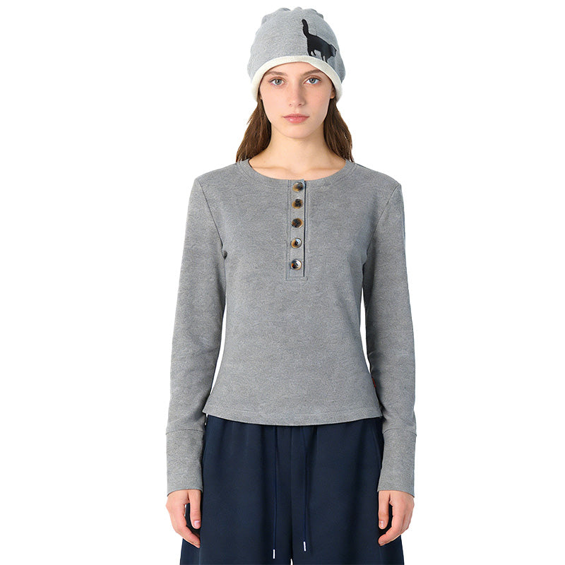 REINAREA Women’s Half-Zip Long Sleeve T-Shirt - Fall Winter Essential Layering Top【110】