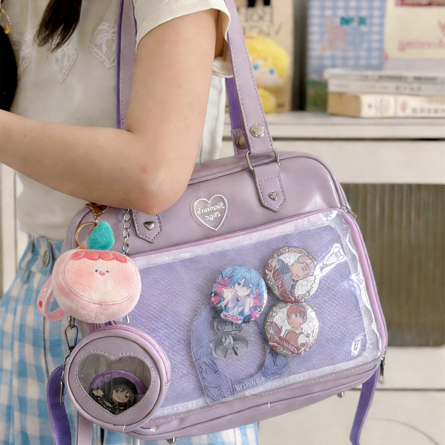 REINAREA Cute Cream-Colored Ita Bag for Women Large Capacity Commuter Bag with Shoulder, Hand & Crossbody Straps【088】