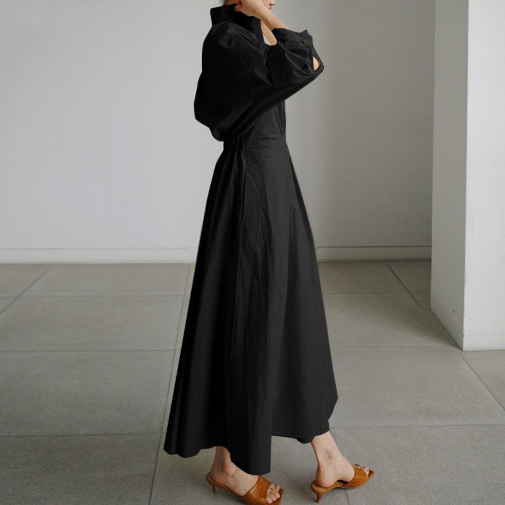 Fold Over Collar Side Pocket Maxi Dress – Reinarea