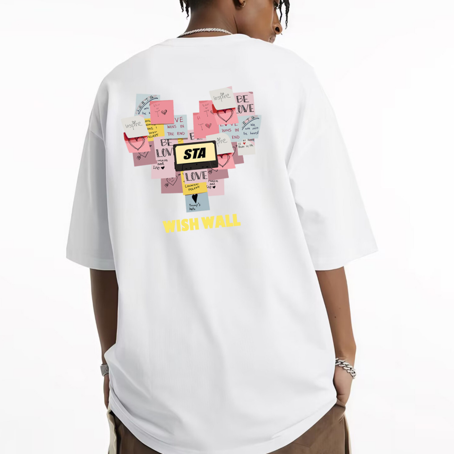 REINAREA Unisex Vintage Heavyweight T-Shirt Printed Cotton Trendy Short-Sleeve