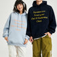 REINAREA Unisex American Retro Letter-Print Hooded Sweatshirt - Loose Casual Pullover Top