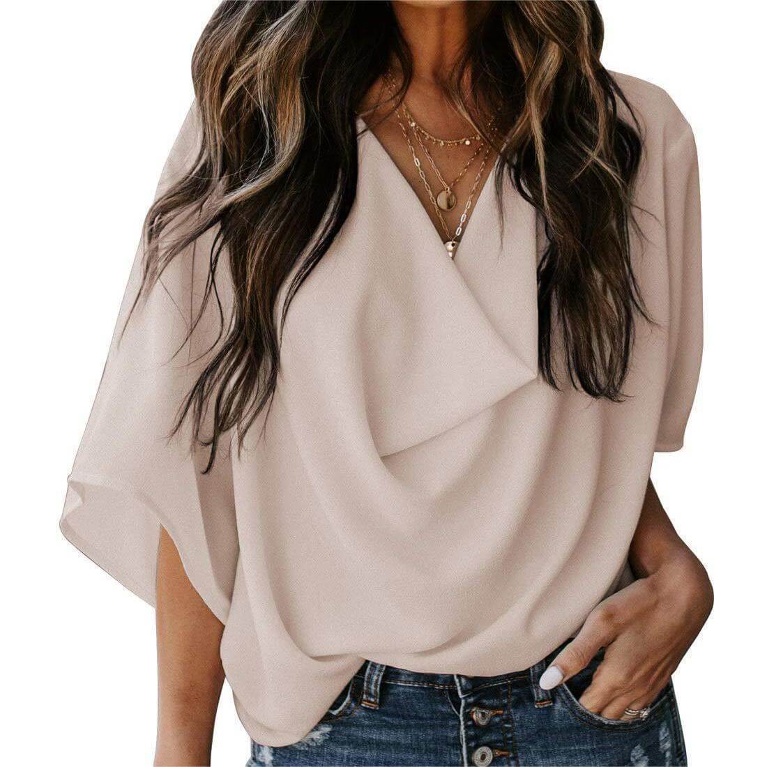 Chiffon loose v-neck blouse