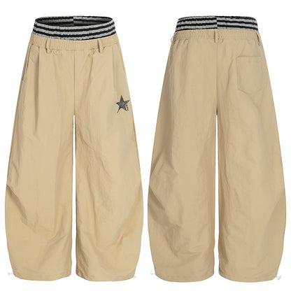REINAREA New Spring Summer Curved Casual Trousers Women's Double Waistband Paratrooper Pants