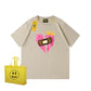 REINAREA Unisex Heart Print Short-Sleeve T-Shirt - Street Trendy Loose-Fit 100% Cotton Couple Top【074】