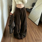 REINAREA | Maillard Cargo Jeans With Butt Cover Panel | Women Baggy Wide Leg Pants | 2026 Spring Coffee Straight Trousers
