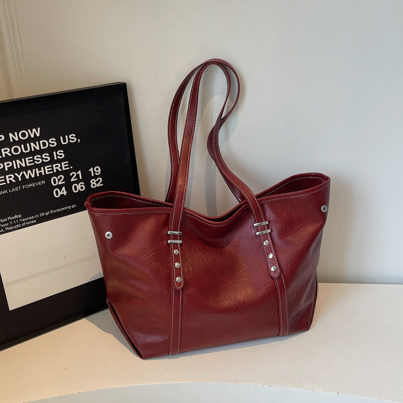 REINAREA Women's Relaxed Retro Tote Bag Large Capacity Commuter Shoulder Bag