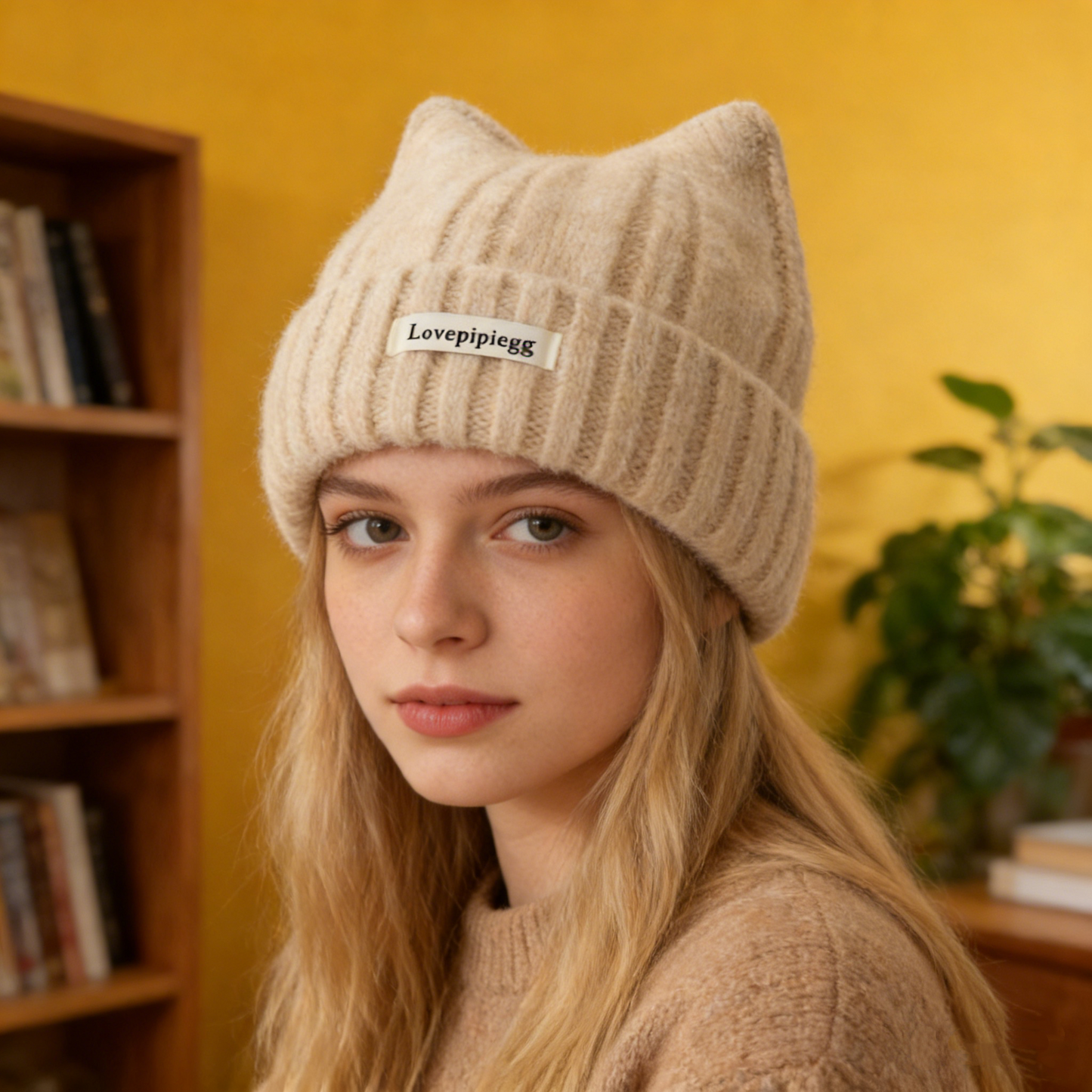 REINAREA Women's Cute Cat Ear Beanie Warm Knitted Winter Hat