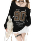 REINAREA New Spring Summer Women Leopard Print Off-Shoulder T-Shirt Long Sleeve Top