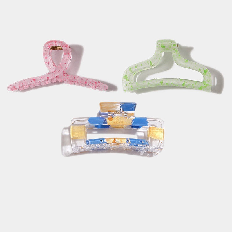 REINAREA Colorful Painted Claw Clip Minimalist Bun Jaw Clip Square Hair Accessory【103】