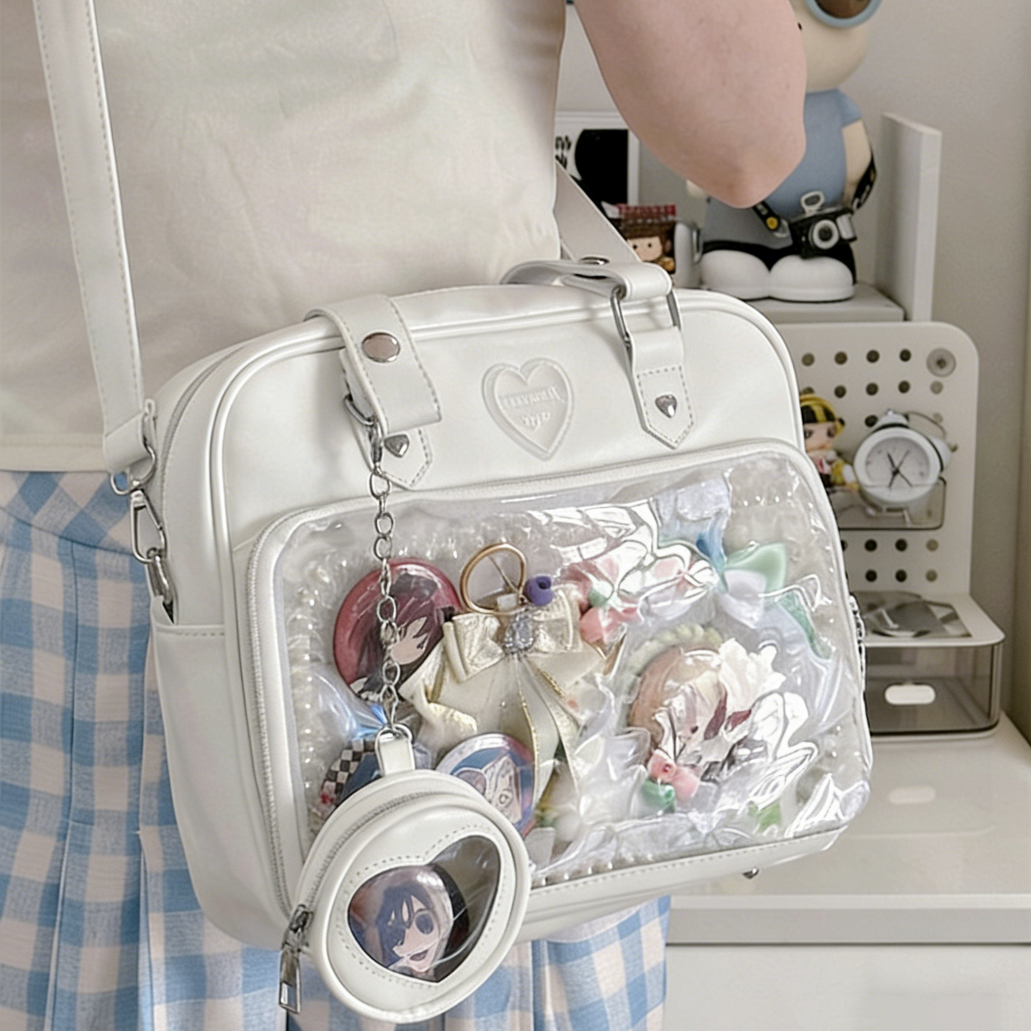 REINAREA Cute Cream-Colored Ita Bag for Women Large Capacity Commuter Bag with Shoulder, Hand & Crossbody Straps【088】