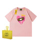 REINAREA Unisex Heart Print Short-Sleeve T-Shirt - Street Trendy Loose-Fit 100% Cotton Couple Top【074】
