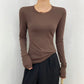 REINAREA Fluorescent Green Crew Neck Long Sleeve T-Shirt for Women UV Protection Sheer Layering Top【101】