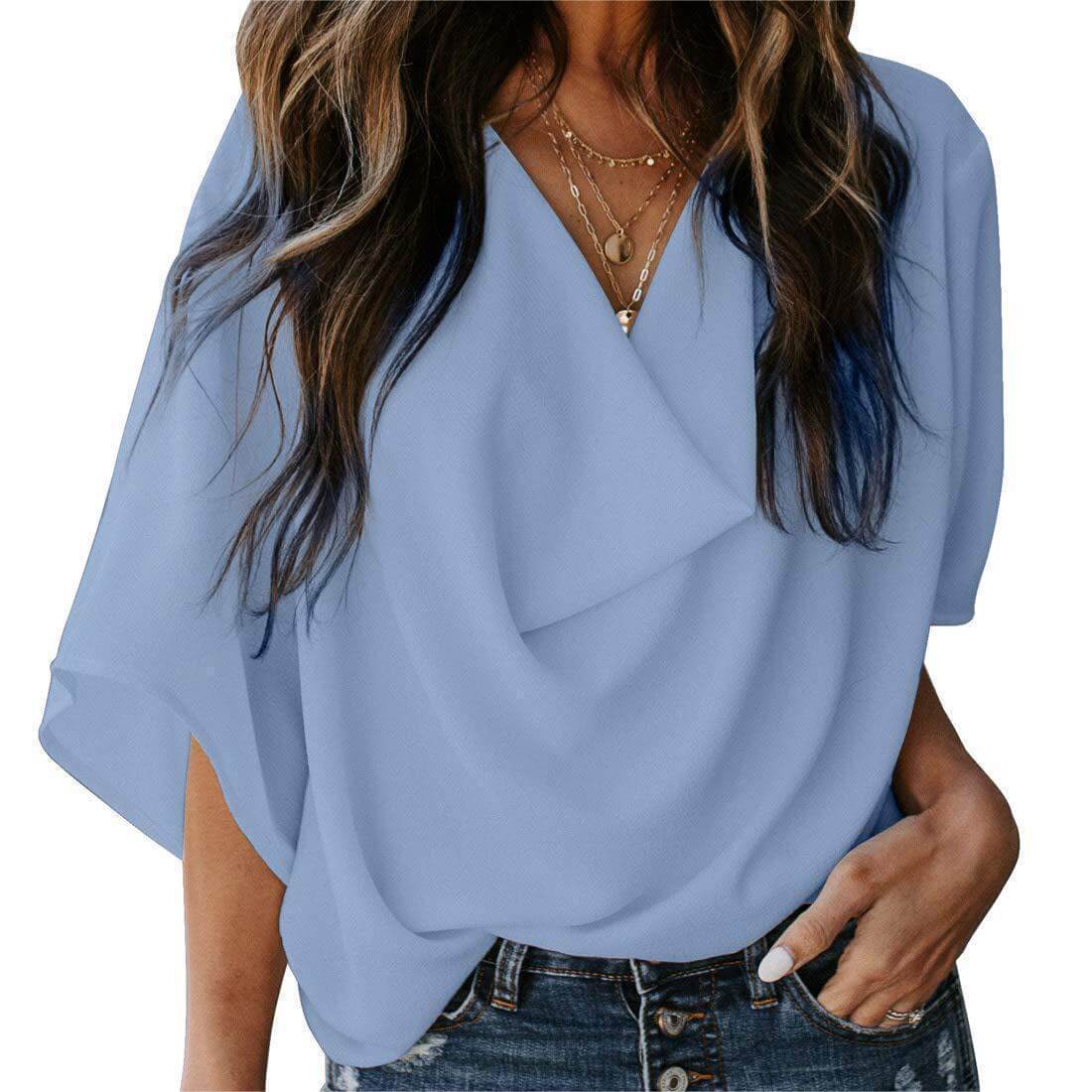 Chiffon loose v-neck blouse