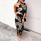 One Shoulder Maxi Dresses for Women 2025 Vacation Print Asymmetrical Flowy Boho Beach Wedding Guest Dresses