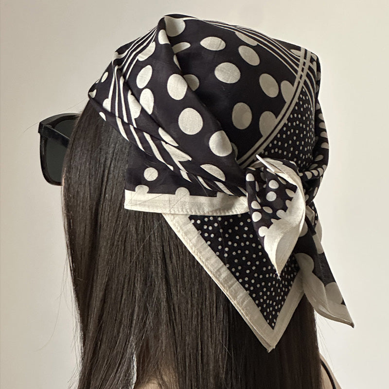 REINAREA Women’s Silk-Cotton Small Square Scarf Stylish & Elegant Decorative Headwrap, Hair Scarf & Neck Scarf【056】