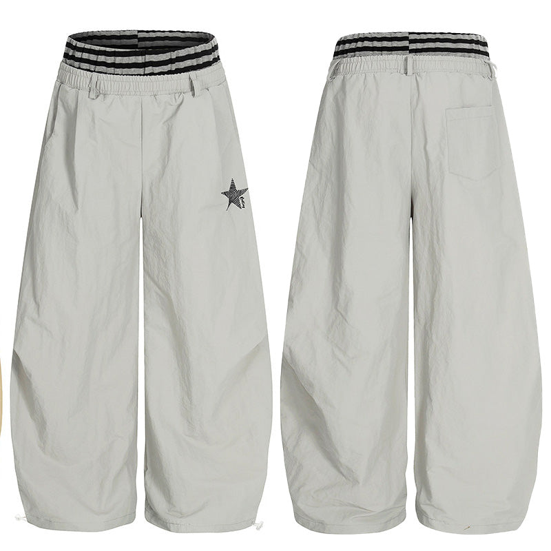 REINAREA New Spring Summer Curved Casual Trousers Women's Double Waistband Paratrooper Pants