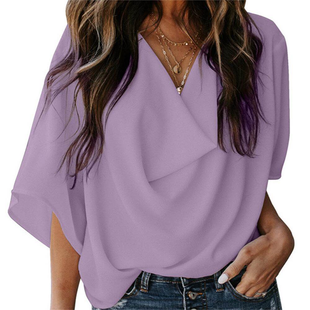 Chiffon loose v-neck blouse