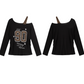 REINAREA New Spring Summer Women Leopard Print Off-Shoulder T-Shirt Long Sleeve Top