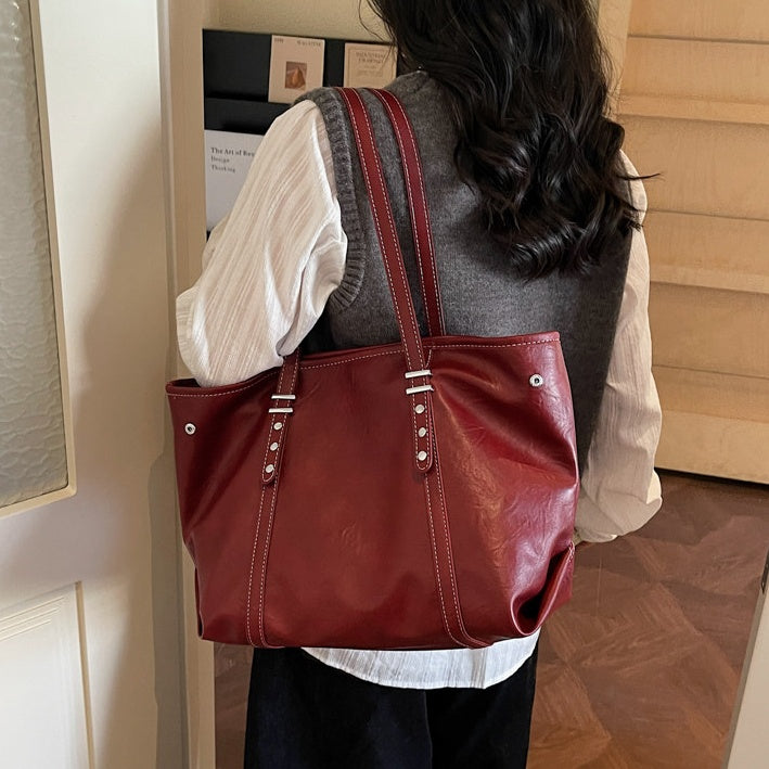 REINAREA Women's Relaxed Retro Tote Bag Large Capacity Commuter Shoulder Bag