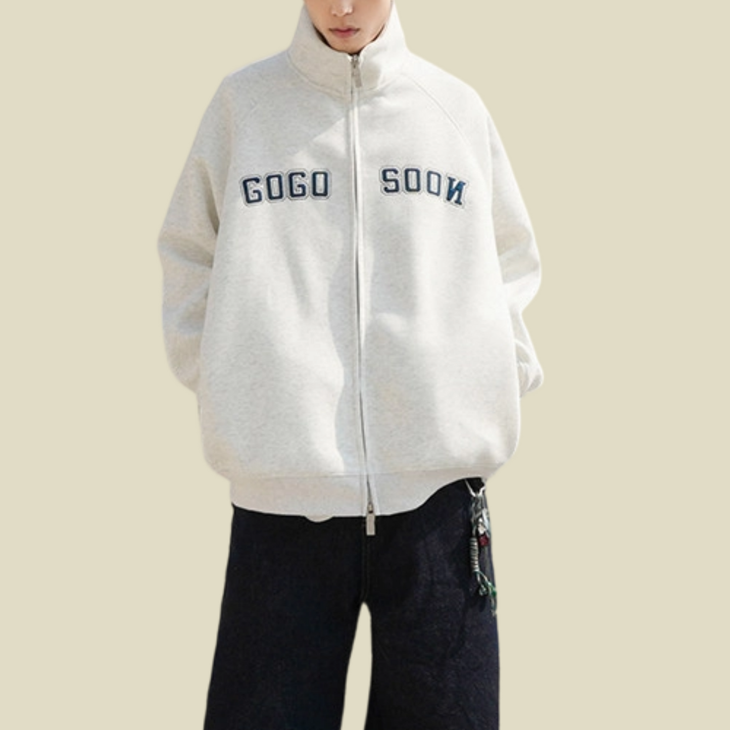 REINAREA  New Spring Summer Stand Collar Cardigan Men's 400g Sweatshirt Jacket