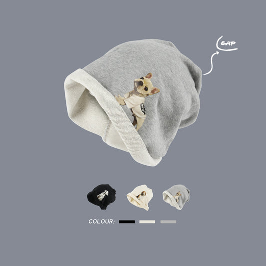 REINAREA Women’s Japanese-Style Animal-Patterned Cuffed Stretch Slouchy Beanie - Face-Slimming Balaclava