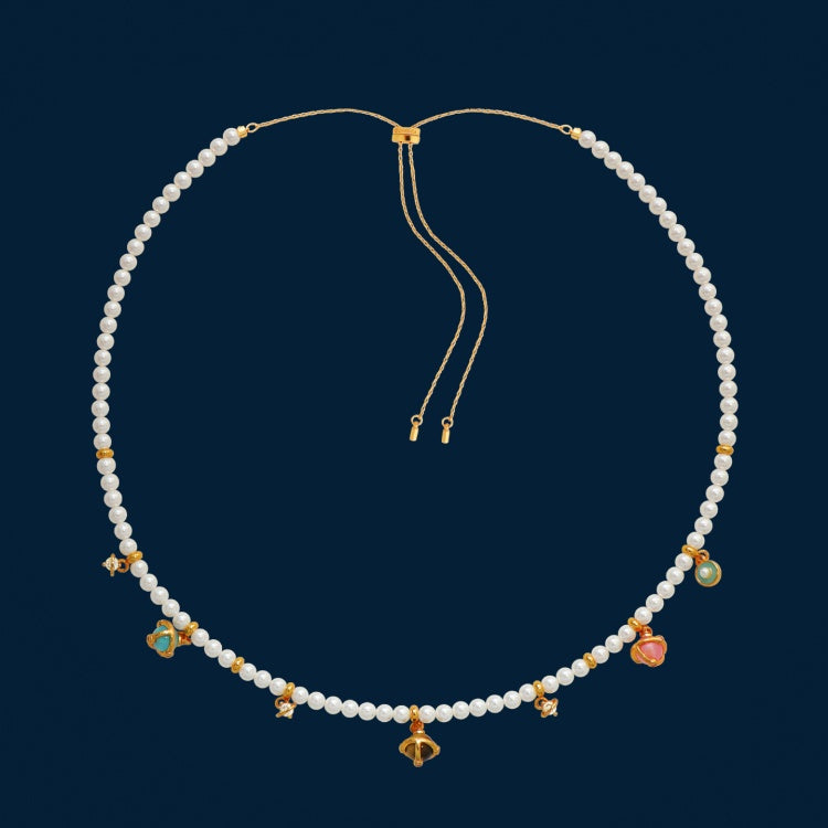 REINAREA Women’s Long Luxury Natural Opal & Colorful Pearl Necklace Elegant High-End Accessory for Sweater Chain【058】