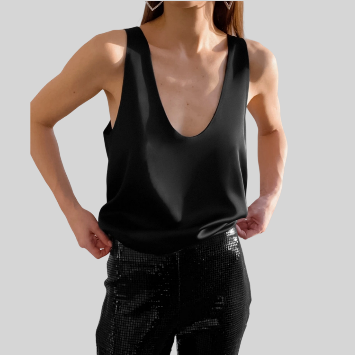 REINAREA New Spring Summer Women's Loose Crew Neck Sleeveless Solid Color Vest