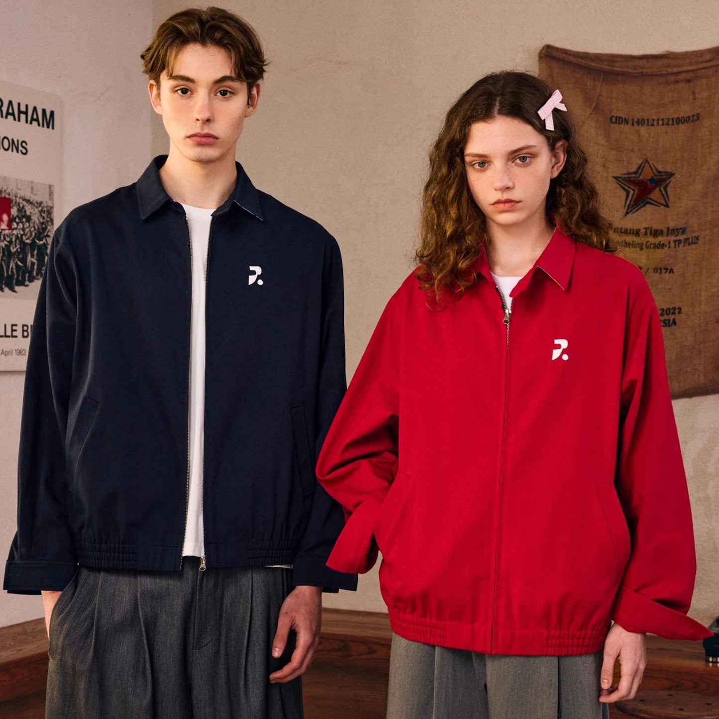 REINAREA Casual Versatile Collared Shirt Jacket Couples’ American-Style Loose Retro Zip-Up Coat【071】