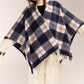 REINAREA Vintage Plaid Fringed Shawl Scarf (Brown & Gray-Blue)