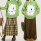 REINAREA Puppy Jacquard Sweater Women’s Green Loose-Fit Knit Top for Fall & Winter【086】