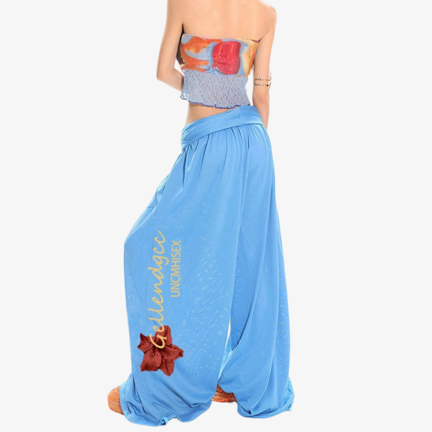 REINAREA New Spring Summer Island Dopamine Breathable Mesh Wide Leg Sports Pants