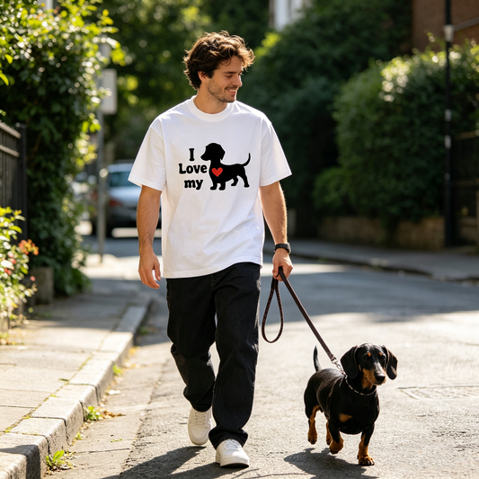 Unisex Cartoon Dog Print Casual Cotton Short Sleeve T-Shirt