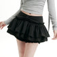 REINAREA Black Midi Skirt for Women Tiered Ruffle Mini Skirt Sweet & Edgy Y2K Pleated Skirt【091】