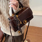 REINAREA Women's Vintage Leather Bag Stylish Crossbody Top Handle Square Bag