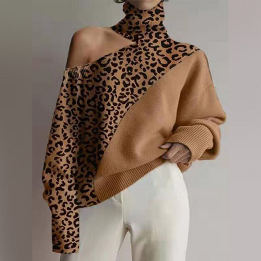 Long-Sleeved Leopard Print Sweater