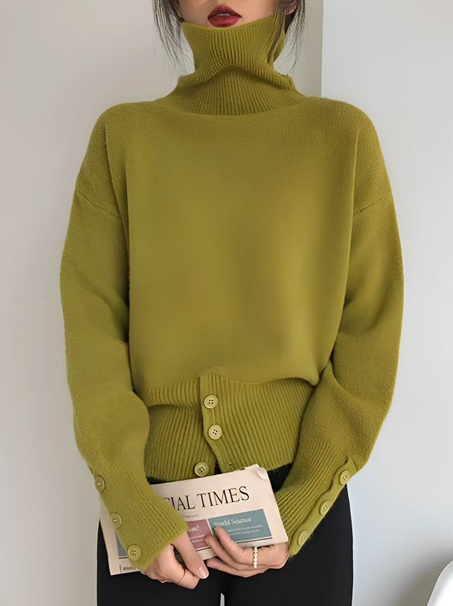 Sage Plain High Neck Sweater