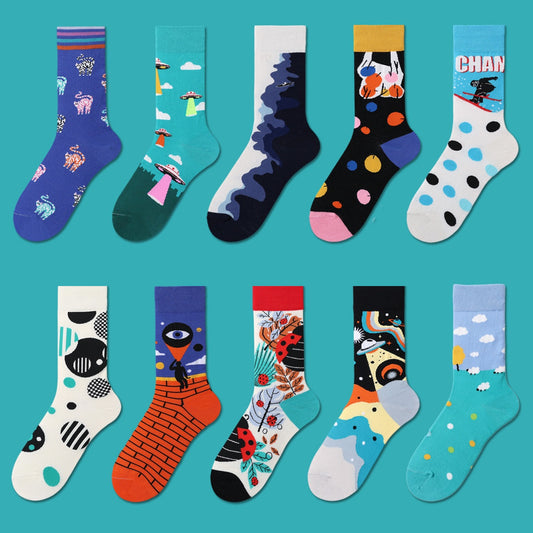 REINAREA Unisex Original & Personalized Mid-Calf Socks Versatile 100% Cotton Socks【064】