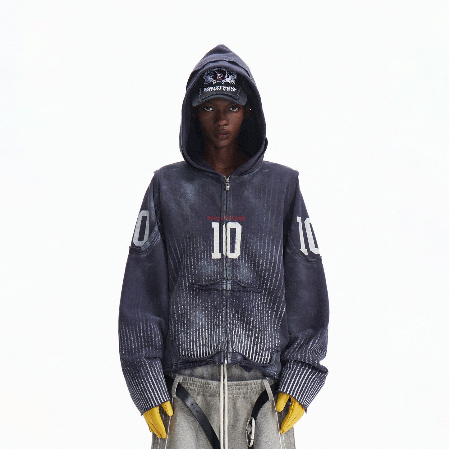 REINAREA Unisex Loose Zip-Up Hoodie Jacket Digital print hooded sweatshirt