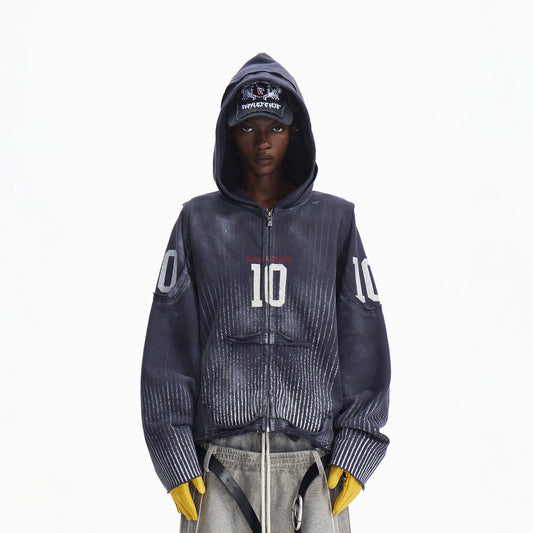 REINAREA Unisex Loose Zip-Up Hoodie Jacket Digital print hooded sweatshirt