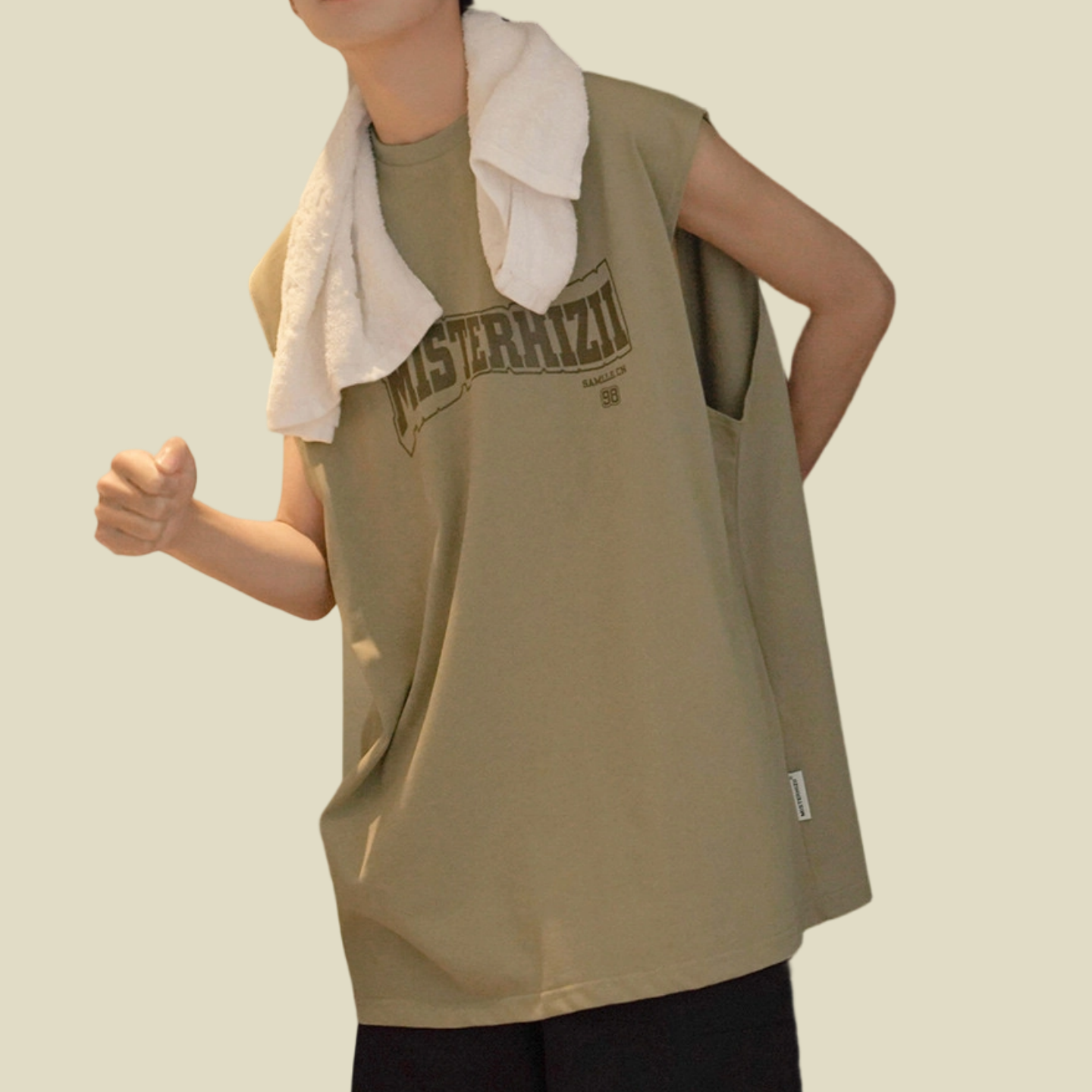 REINAREA New Spring Summer Beach Tank Top Vest Men's Cotton Sleeveless T-shirt