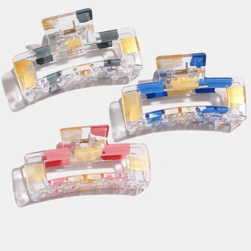 REINAREA Colorful Painted Claw Clip Minimalist Bun Jaw Clip Square Hair Accessory【103】