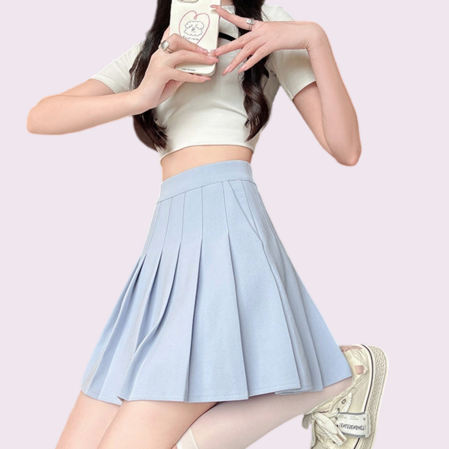 REINAREA New Spring Summer Women High Waist A-Line Pleated Mini Skirt