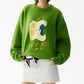 REINAREA Unisex Apple-Embroidered Knit Crewneck Top / Couple Outfits (Green, Gray, Navy Blue, White)
