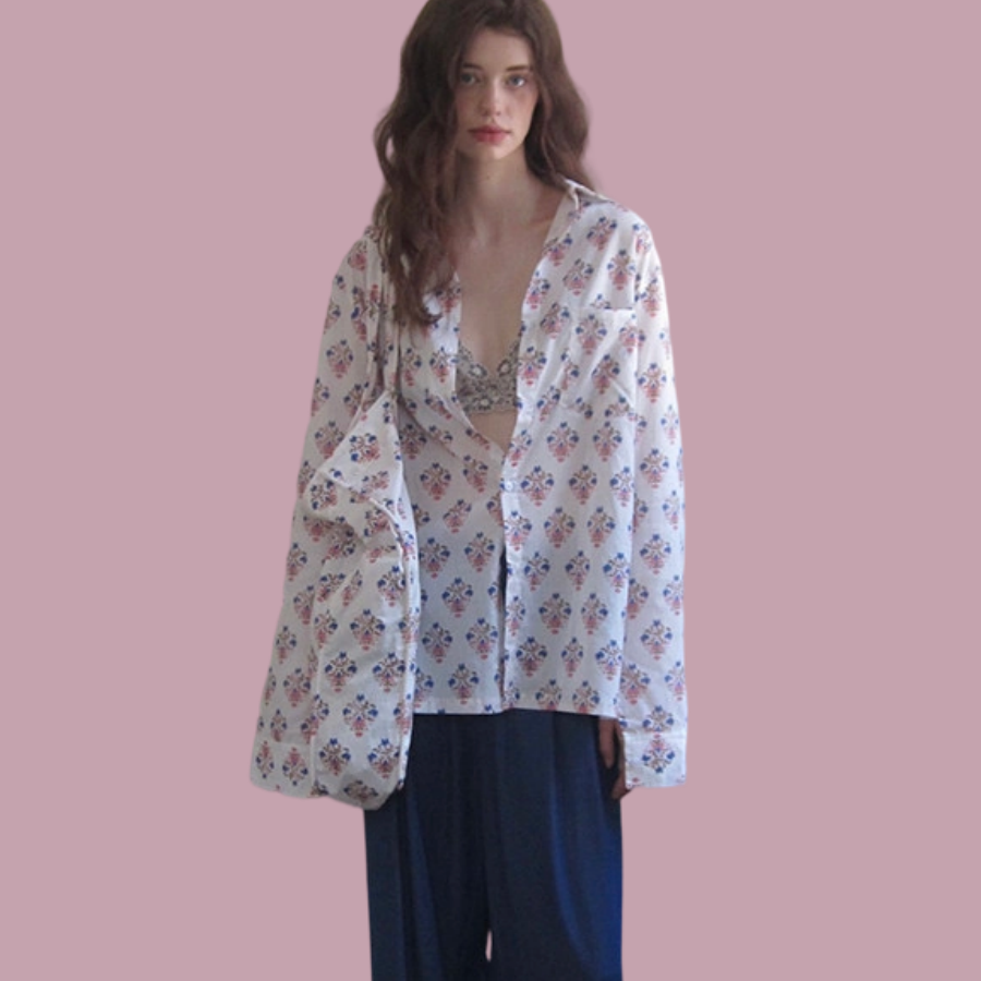 REINAREA New Spring & Summer Women's Retro Floral Cotton Shirt / Sun Protection Cover Up