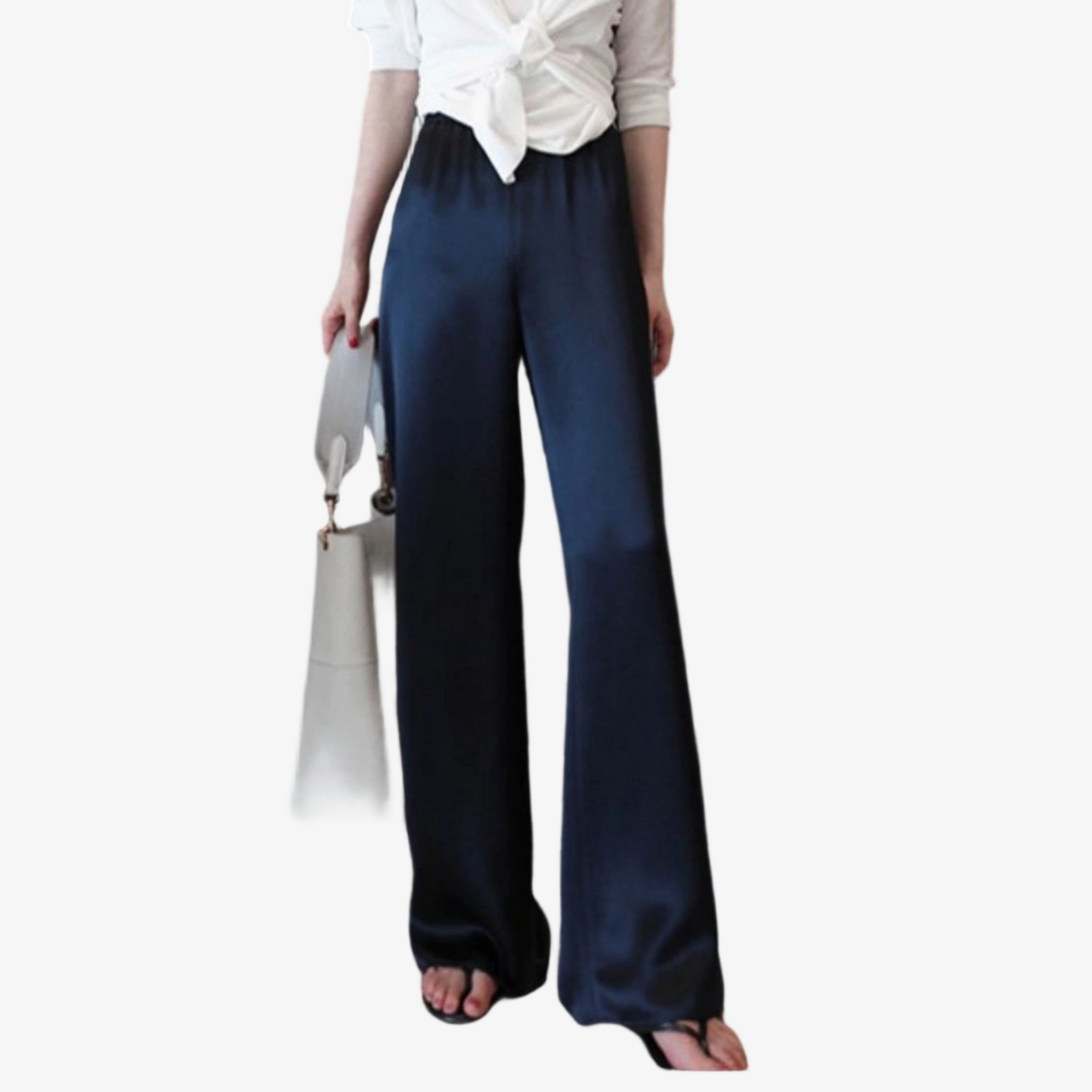 REINAREA New Spring & Summer Satin Wide Leg Pants Women Straight Ice Silk Floor Length Trousers