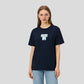 REINAREA Navy Blue Regular Fit Short-Sleeve T-Shirt for Women College Style Casual Top