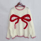 Loose Warm Cosy Bow Jacquard Jumper