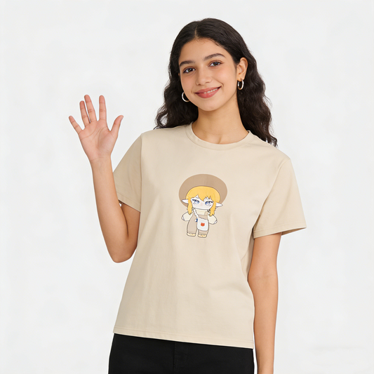REINAREA Cute Doll Print Cotton Short-Sleeve T-Shirt Women’s Summer Casual Top