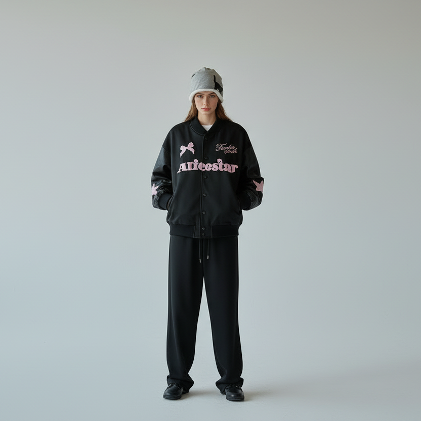 REINAREA The "Butterfly Dream" Varsity Jacket - Sweet-Edgy American Retro