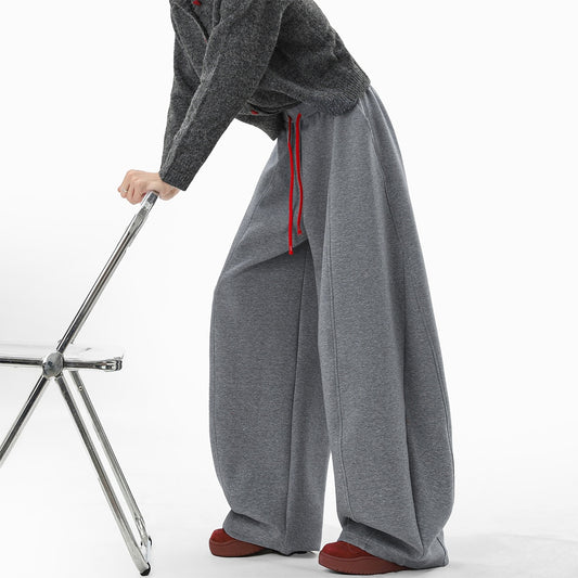 REINAREA Unisex American Heavyweight Drawstring Curved-Leg Sweatpants - Casual Wide-Leg Pants